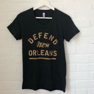 Defend New Orleans grey and gold t shirt